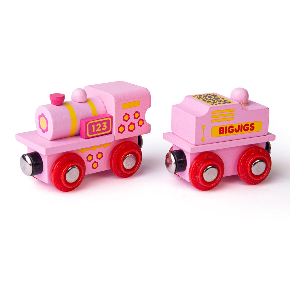 Pink 123 Wooden Train Engine and Carriage