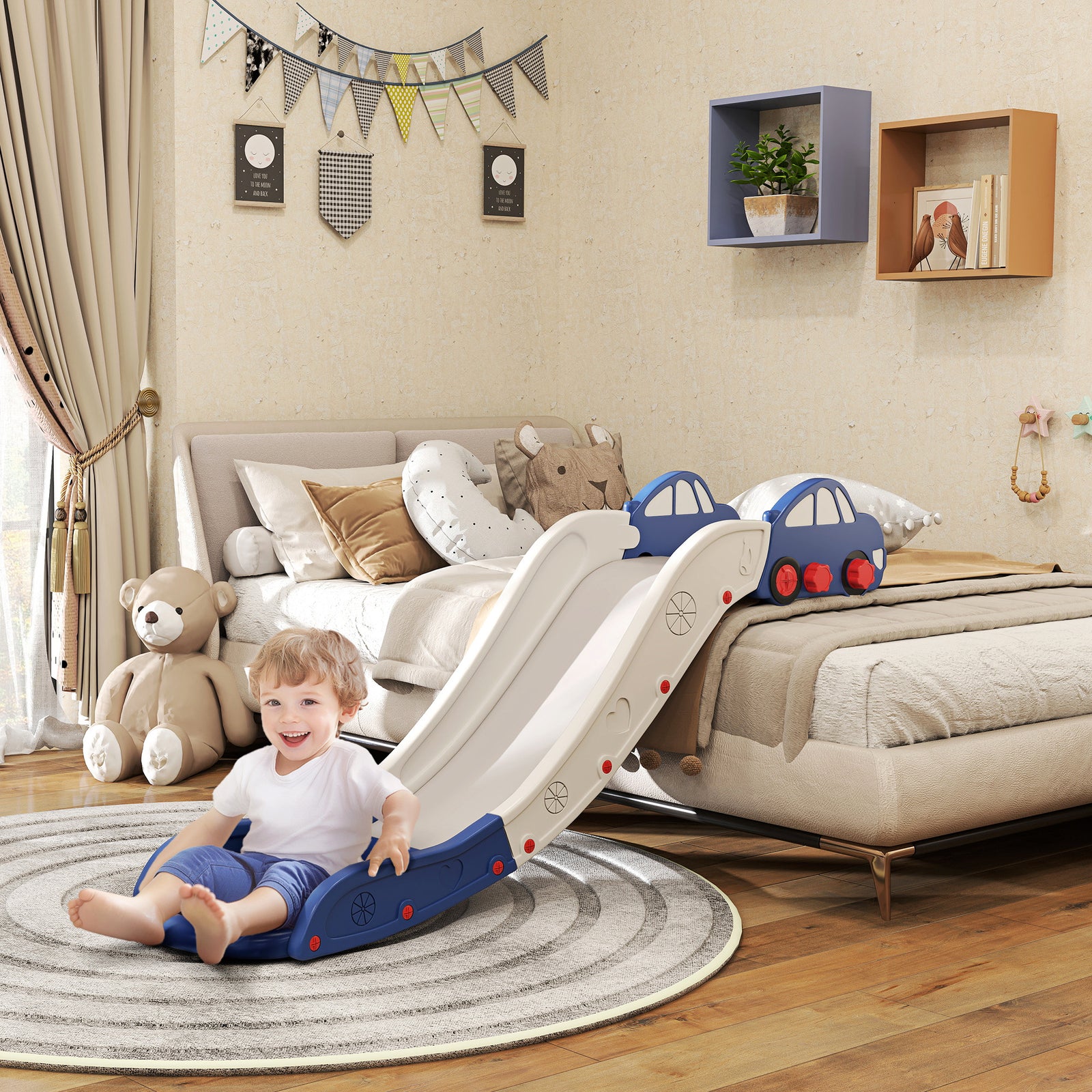 Kids Slide For Bed, Sofa, Easy To Assemble | Blue