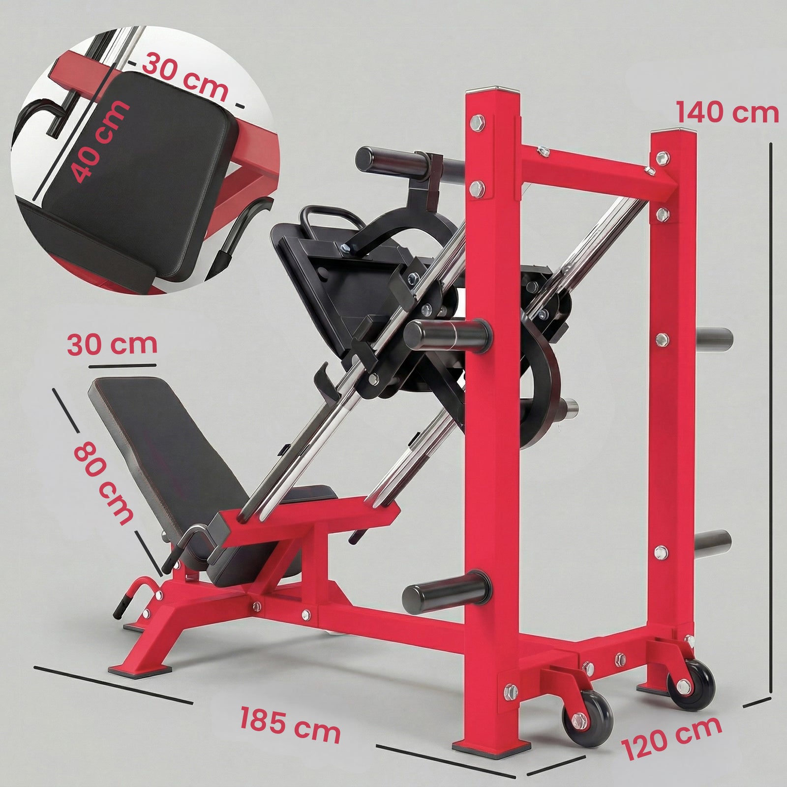 SPORTNOW Leg Press Machine With Wheels, Adjustable Leg Extension Machine