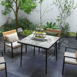 Square Outdoor Dining Table, Marble Effect Top