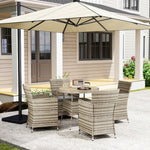 4 Seater Garden Dining Set, Double Layer Table, Grey