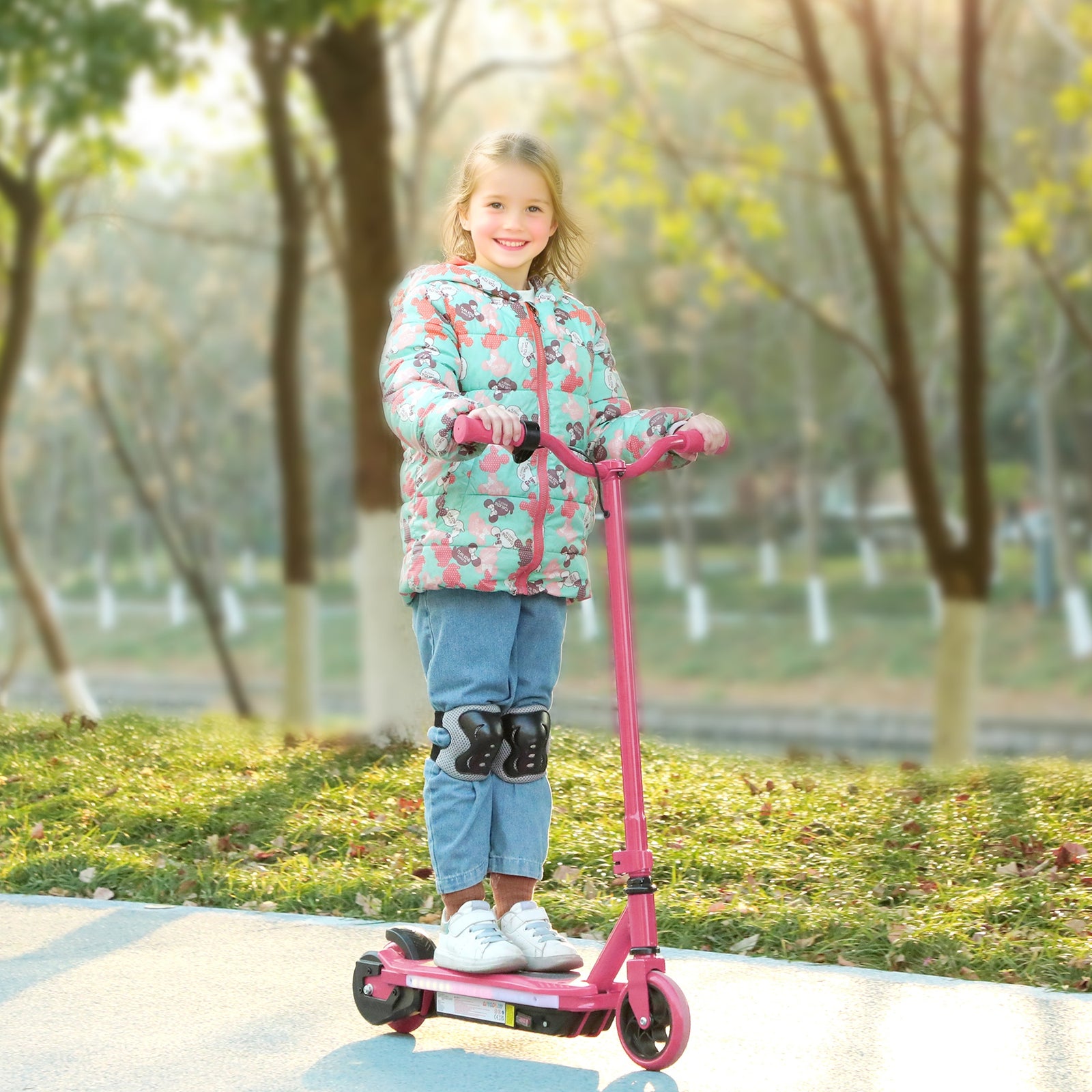 Electric Scooter For Ages 6-14, With Colourful Light | Pink