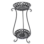 2 Tier White Tall Vintage Metal Plant Stand Indoor Outdoor Corner Plant Pot Holder 64cm H Decorative Flower Shelf | Black