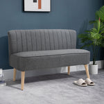 Velvet/linen Double Sofa With Wood Frame Foam Padding | One Size | Charcoal Gray