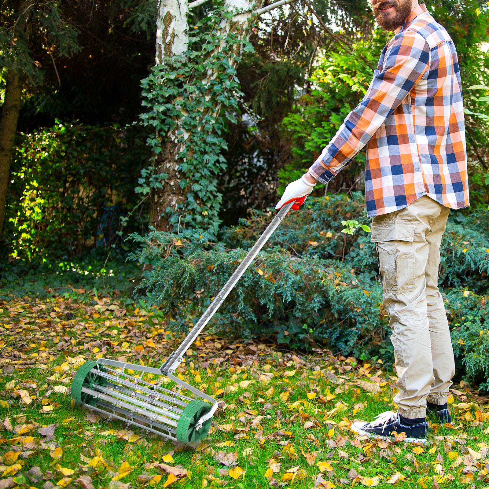 Heavy Duty Lawn Aerator Roller With Handle For Lawns