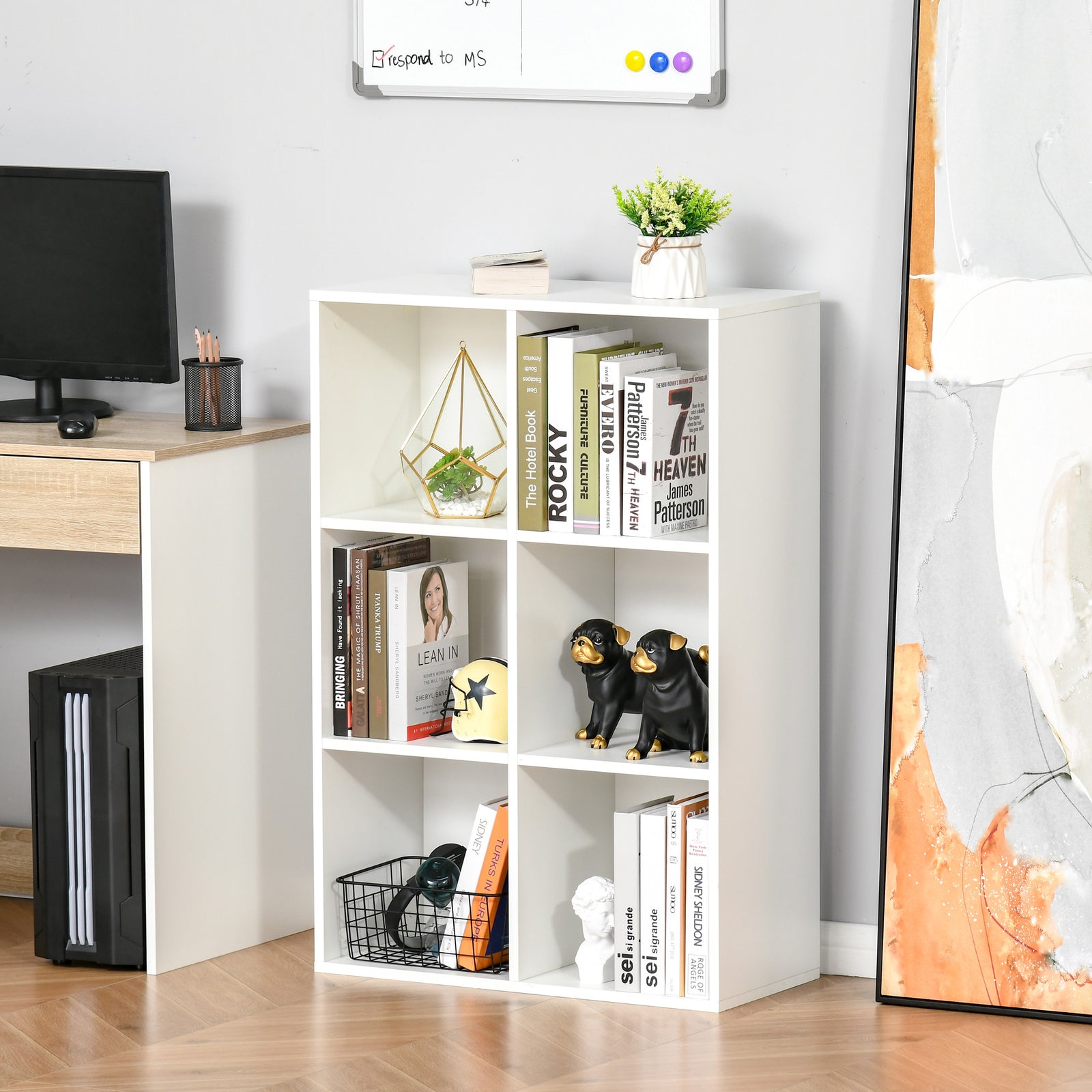Cubic Cabinet Bookcase Storage Shelves For Home Office | One Size | White