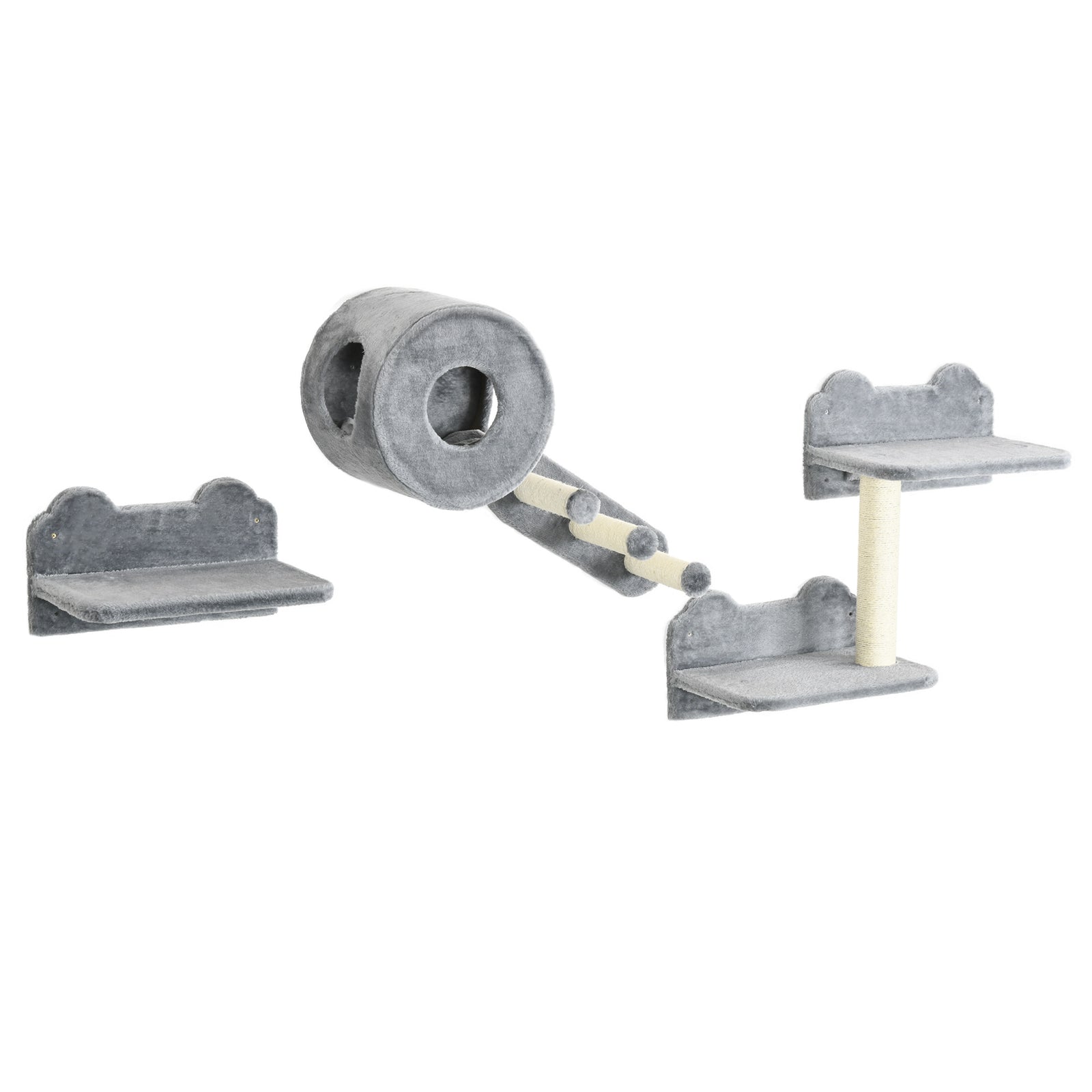 Cat Wall Furniture With Platforms, Steps, Perch, Cat House - Grey