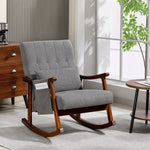 Modern High Back Rocking Chair With Solid Wood Legs | Grey