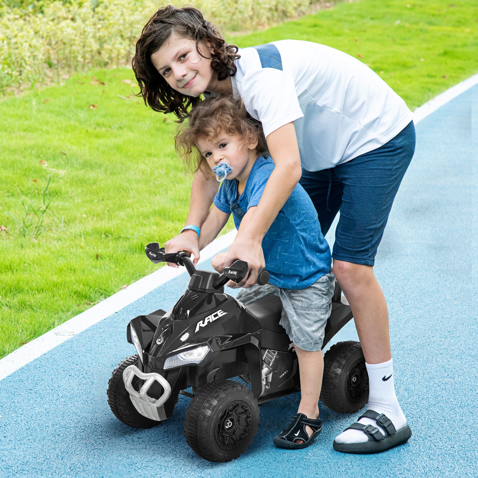 No Power Quad Toddler Ride On Car Foot-to-floor Sliding | Black