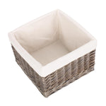 Wicker Square Antique Wash Lined Storage Basket | Large | White