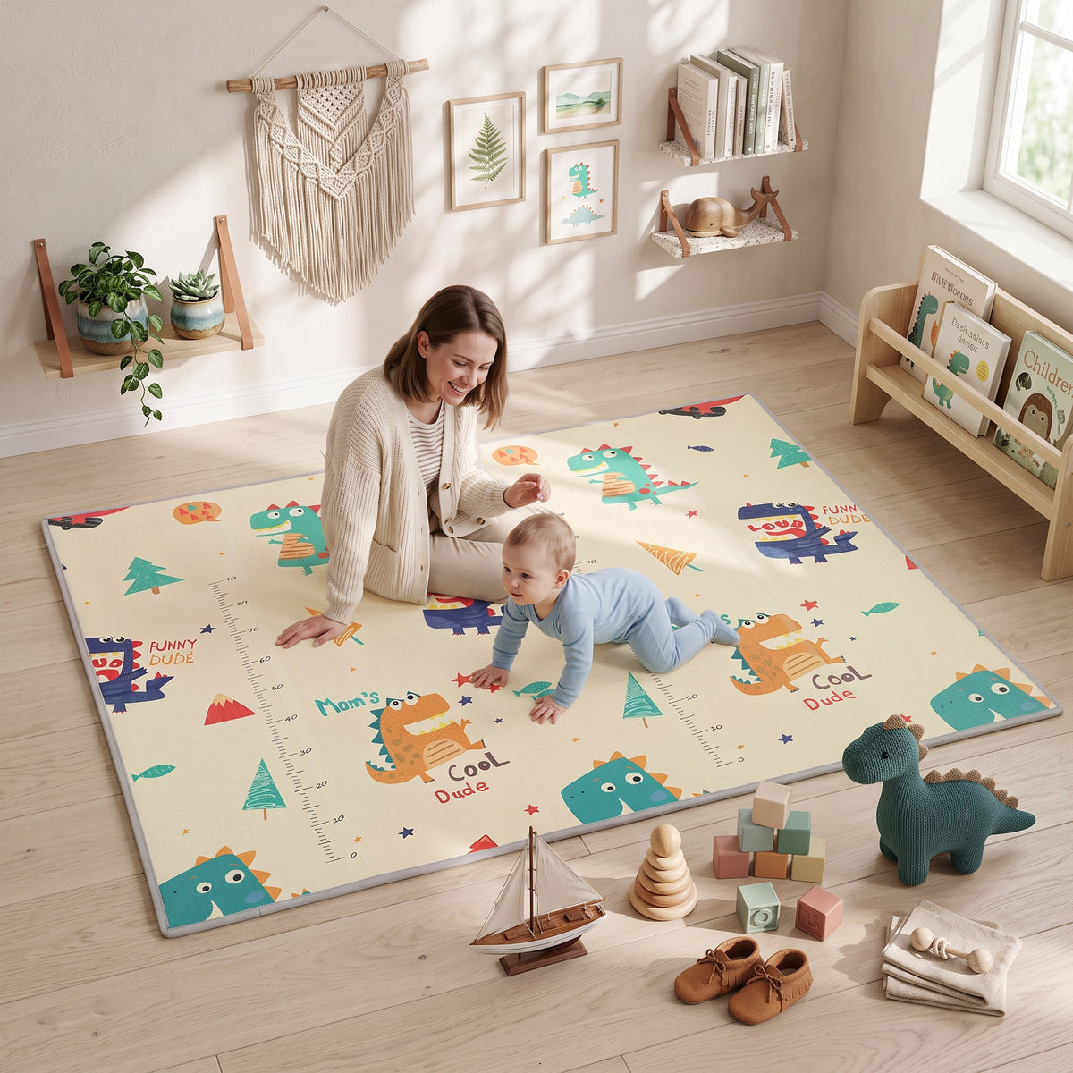 Foldable Reversible Baby Play Mat 180 X 150 Cm, Animals & Forest