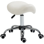 Pu Leather Saddle Stool W/ Moulded Padded Seat Adjustable | One Size | Cream