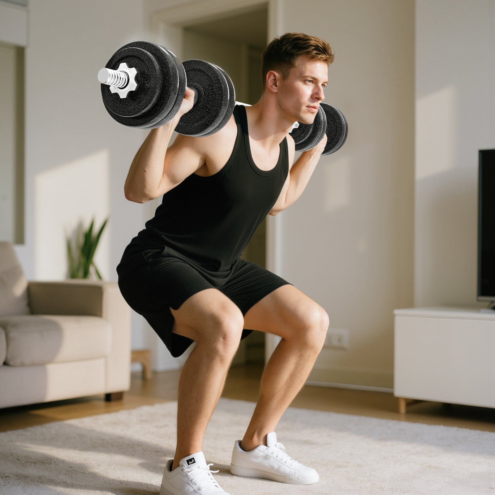 2-in-1 Adjustable Dumbbells Set, Dumbbells Set | 30kg | Grey