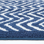 Chevron Pattern Cotton Bathmat | 50 x 80cm | Blue & White