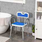 Eva Padded Shower Stool With Back And Arms Foot Pads | One Size | Blue