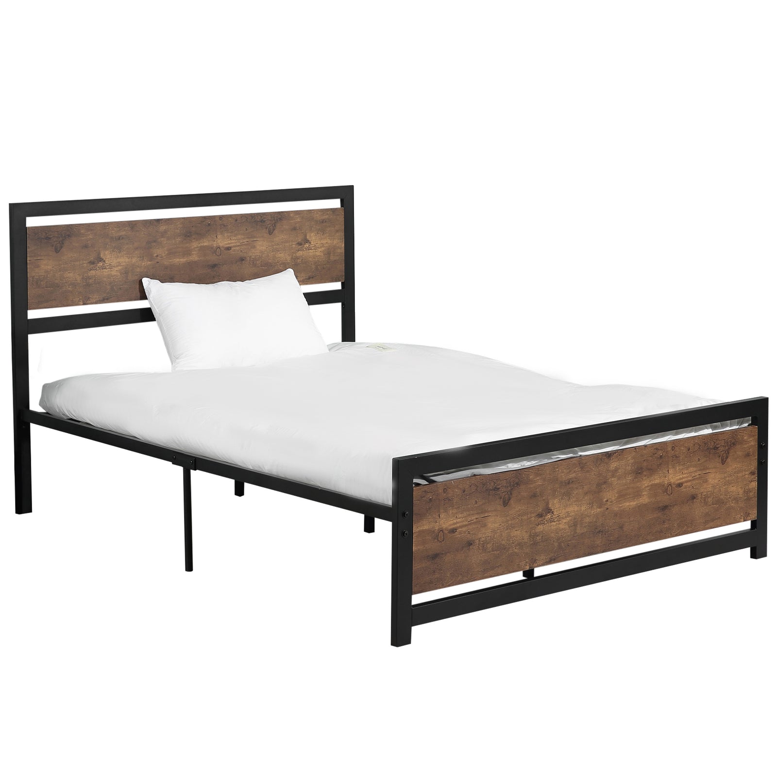 Single/double/king Metal Bed Frame With Headboard Footboard | Double | Brown