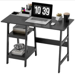 Compact Computer Desk With Storage Shelves For Home Office | Black