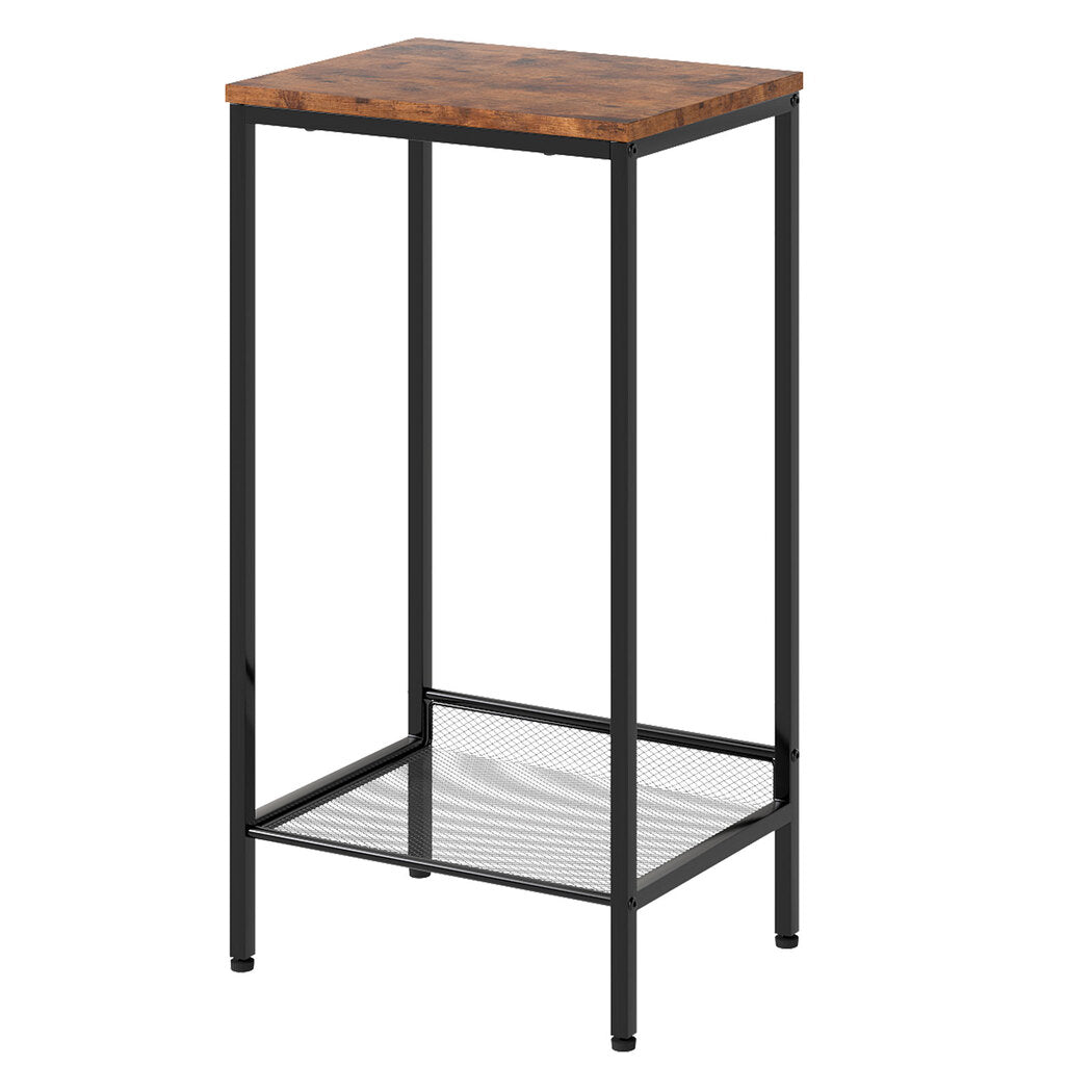 Levede Industrial Side Table Wood 2-tier Storage Shelf End Table For Living Room