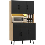 Tall Kitchen Cupboard With Led Lights And Adjustable Shelves, Oak