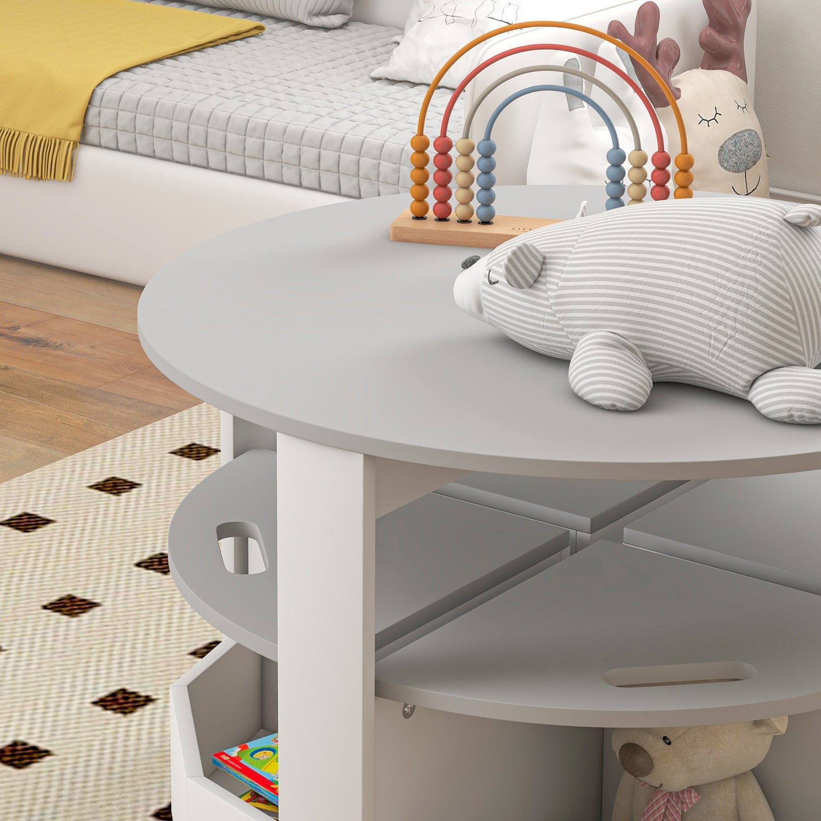 5-piece Kids Table And Chairs Set With Storage For Toddler 3-8 Years Old | Grey
