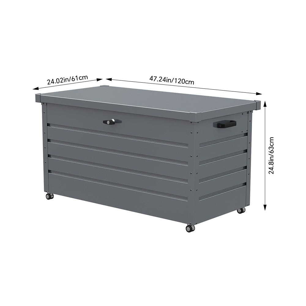 Breeins 350l Metal Outdoor Storage Box With Wheels – Lockable Weatherproof Garden Organizer