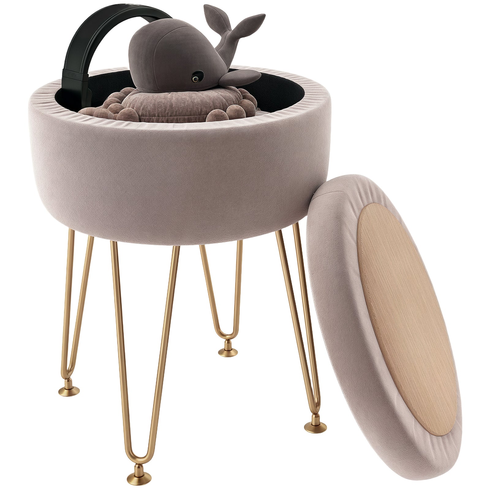 5l Velvet Footstool With Removable Lid For Bedroom | One Size | Pink