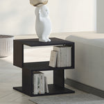 Square 2 Tier Wood Coffee Side Table Storage Shelf Rack | Black