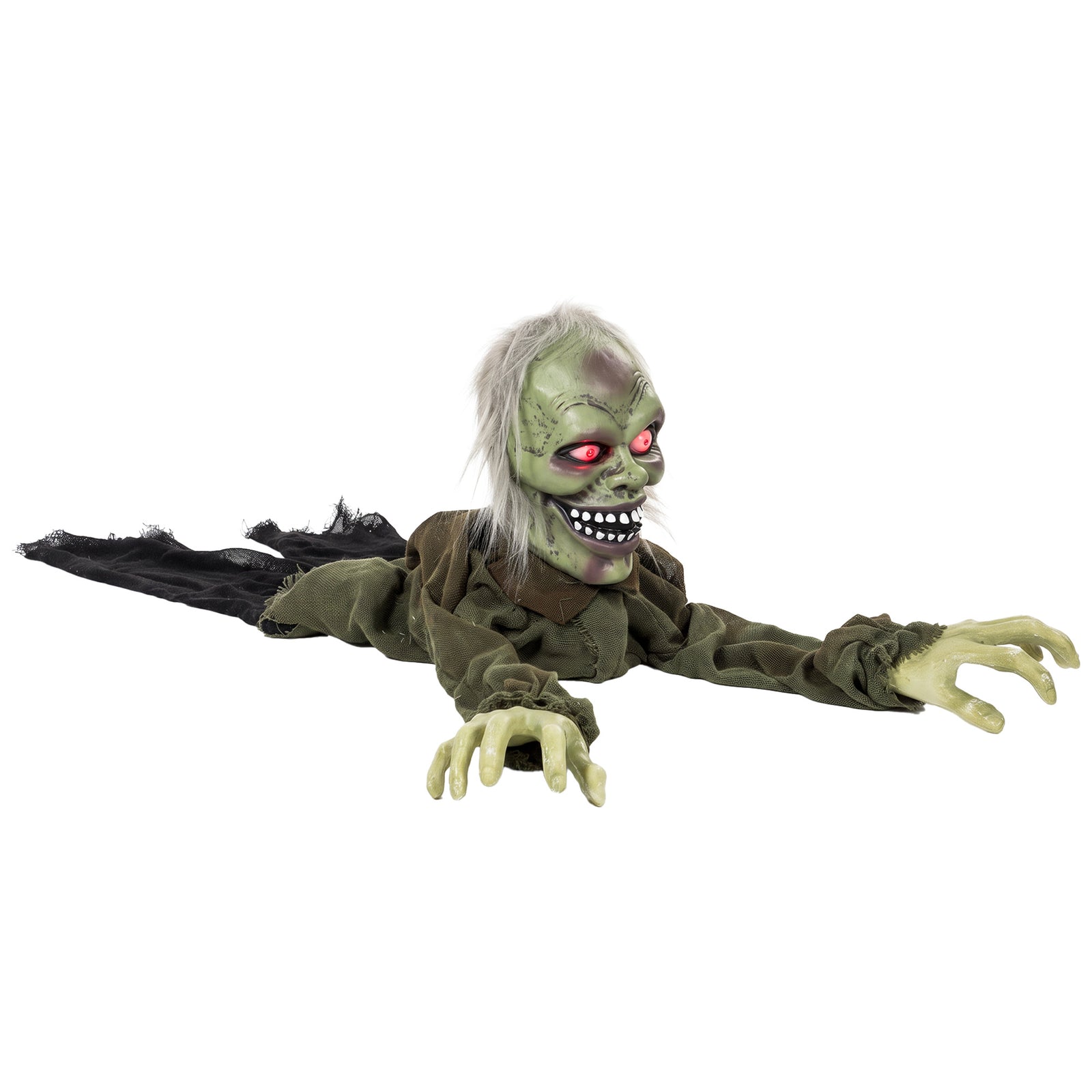 HOMCOM Animatronic Crawling Zombie With Light-up Eyes And Creepy Sound