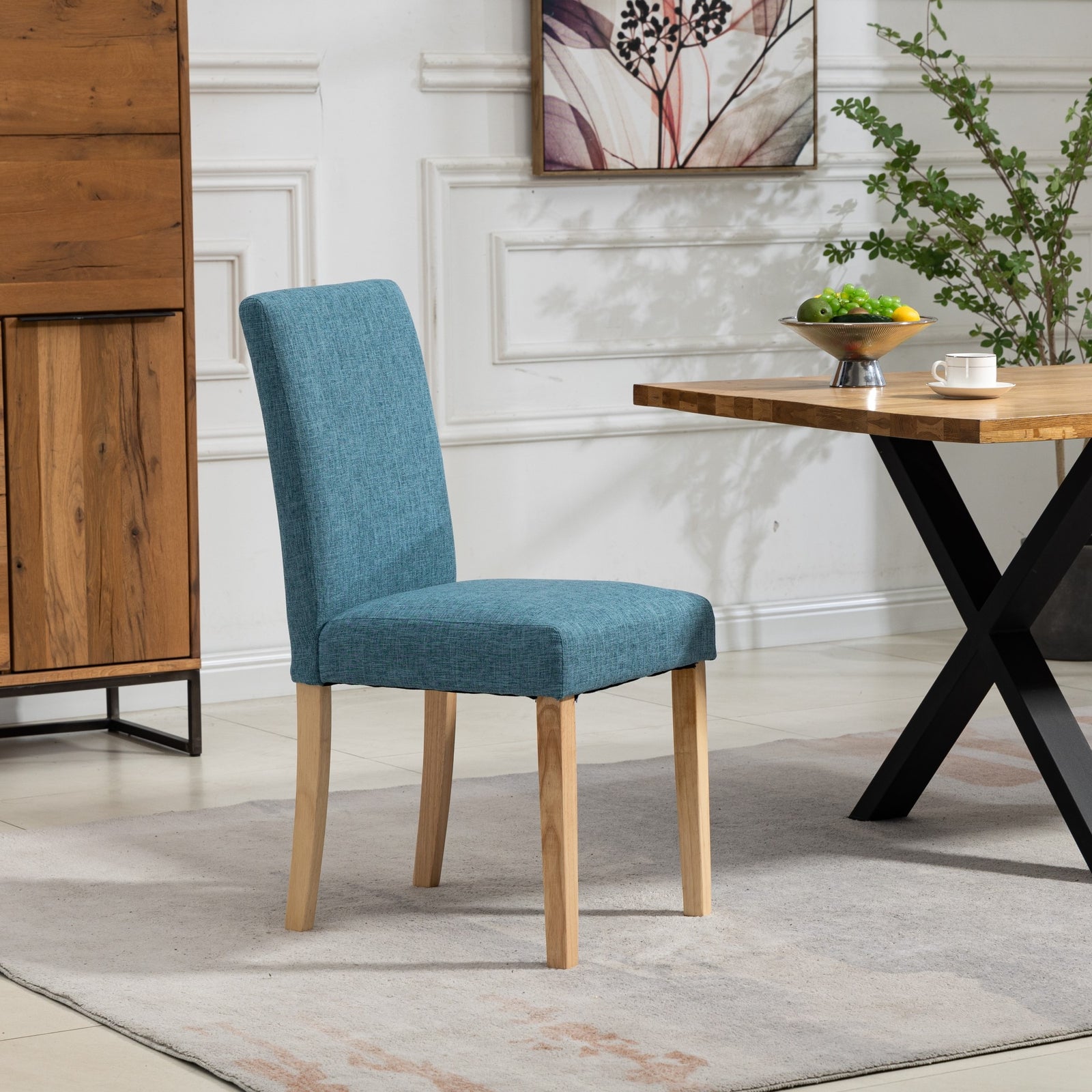 Set Of 2 Maiolo Fabric Dining Chairs | Teal