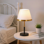 White & Gold Led Table Lamp With Cone Shade – Adjustable Colour Temperature, Push-button Control