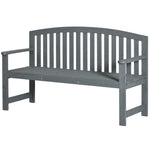 Wooden Garden Bench 2 Seater Slatted Seat With Arm For Patio | Gray