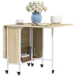 Mobile Drop Leaf Dining Table On Wheels With Storage Shelf | Natura