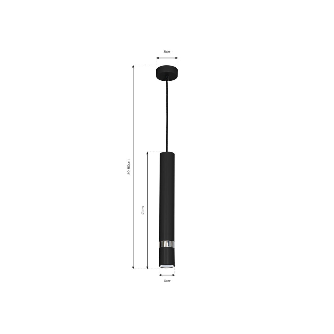 Joker Contemporary Pendant Lamp 1xgu10 Hand Made Cylindrical Style Light Finished In Matt Black With Chrome Detail