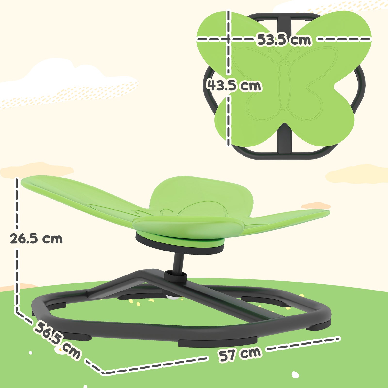 Butterfly-shaped Kids Swivel Chair, Sensory Spinning Chair | Green