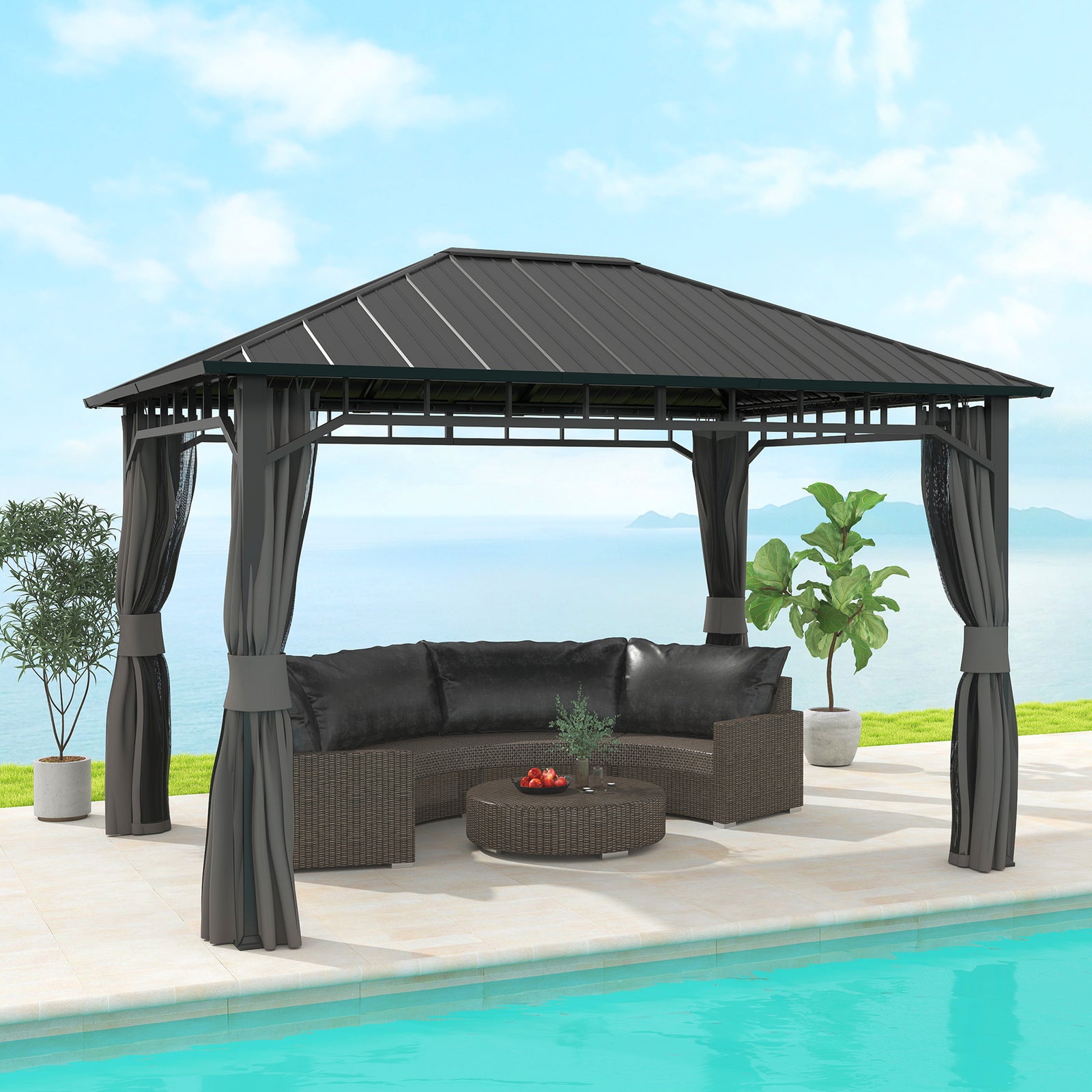 Outsunny 3x4m Hardtop Gazebo With Galvanised Steel Roof