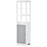 Bathroom Tall Storage Cabinet Organizer Tower W/ Door