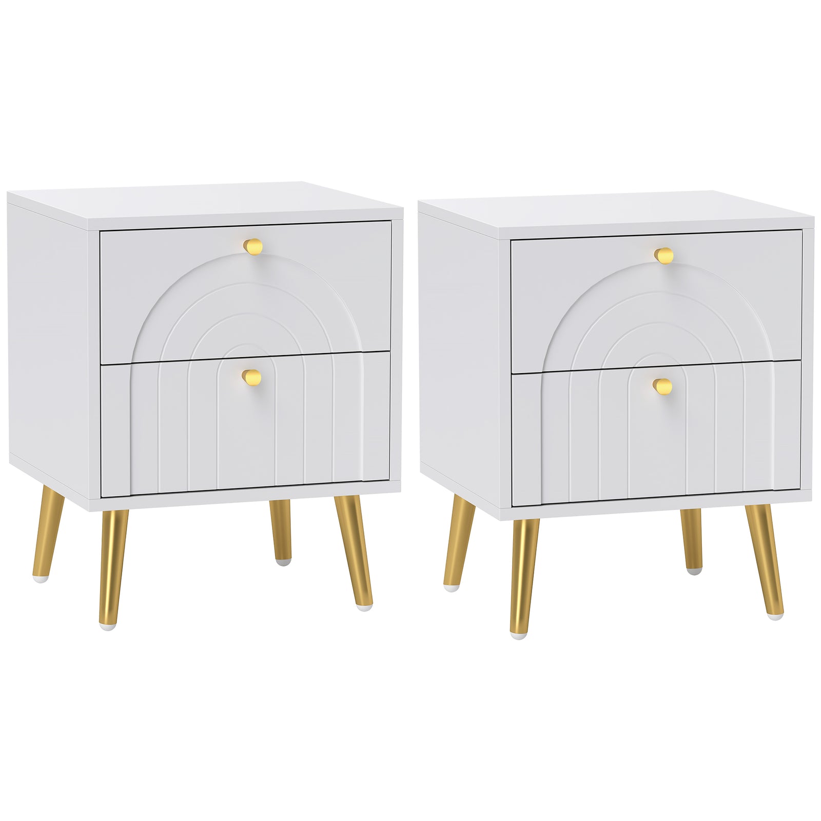 HOMCOM 2-piece Bedside Tables Set With 2 Drawers For Bedroom