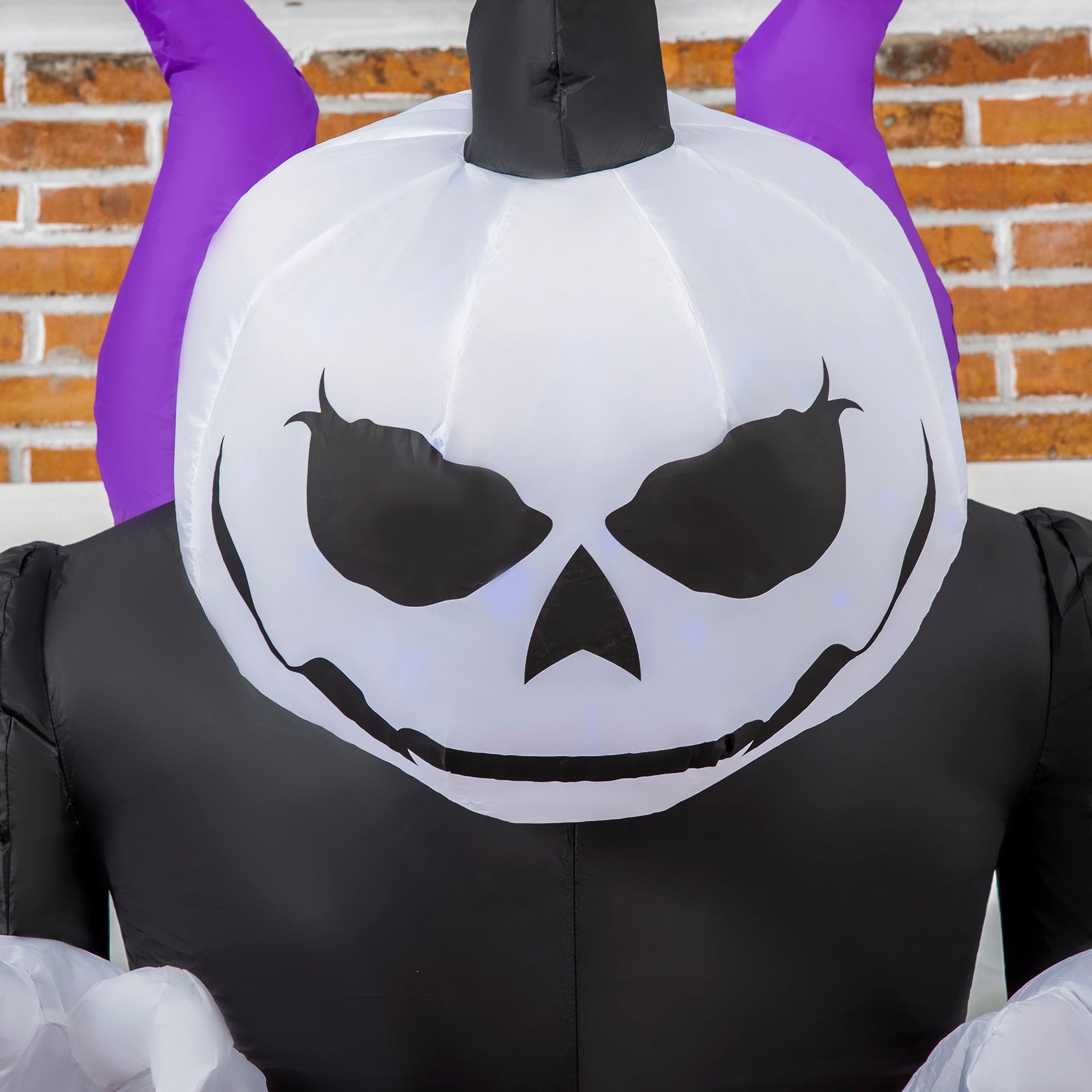 7' Inflatable Halloween Ghost With Horns Lighted Outdoor Decoration