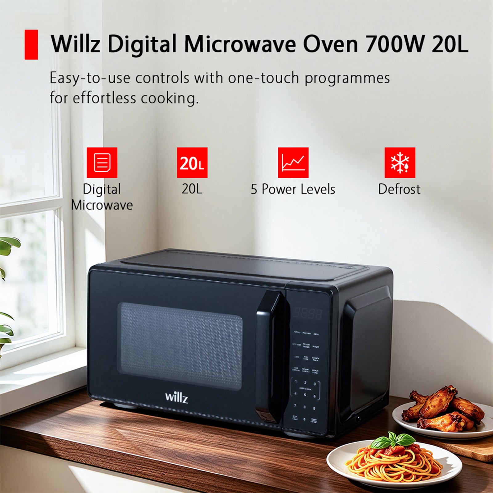 20l Digital Microwave Oven 700w With 6 Power Levels & Timer