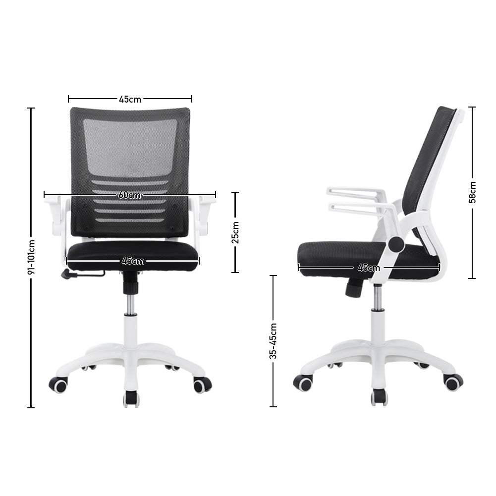 Office Desk Mesh Swivel Chair Computer Ergonomic Chair | White & Black