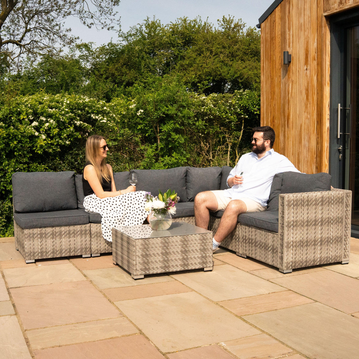 Rattan Modular 7 Piece Furniture Set - Grey | Grey