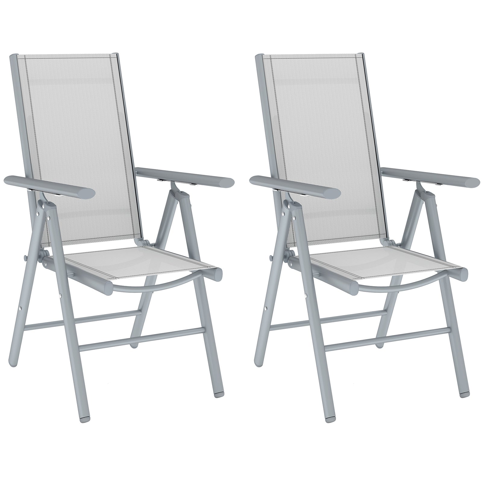 2pcs Folding Chair W/ Breathable Mesh Back And Seat | Light Grey