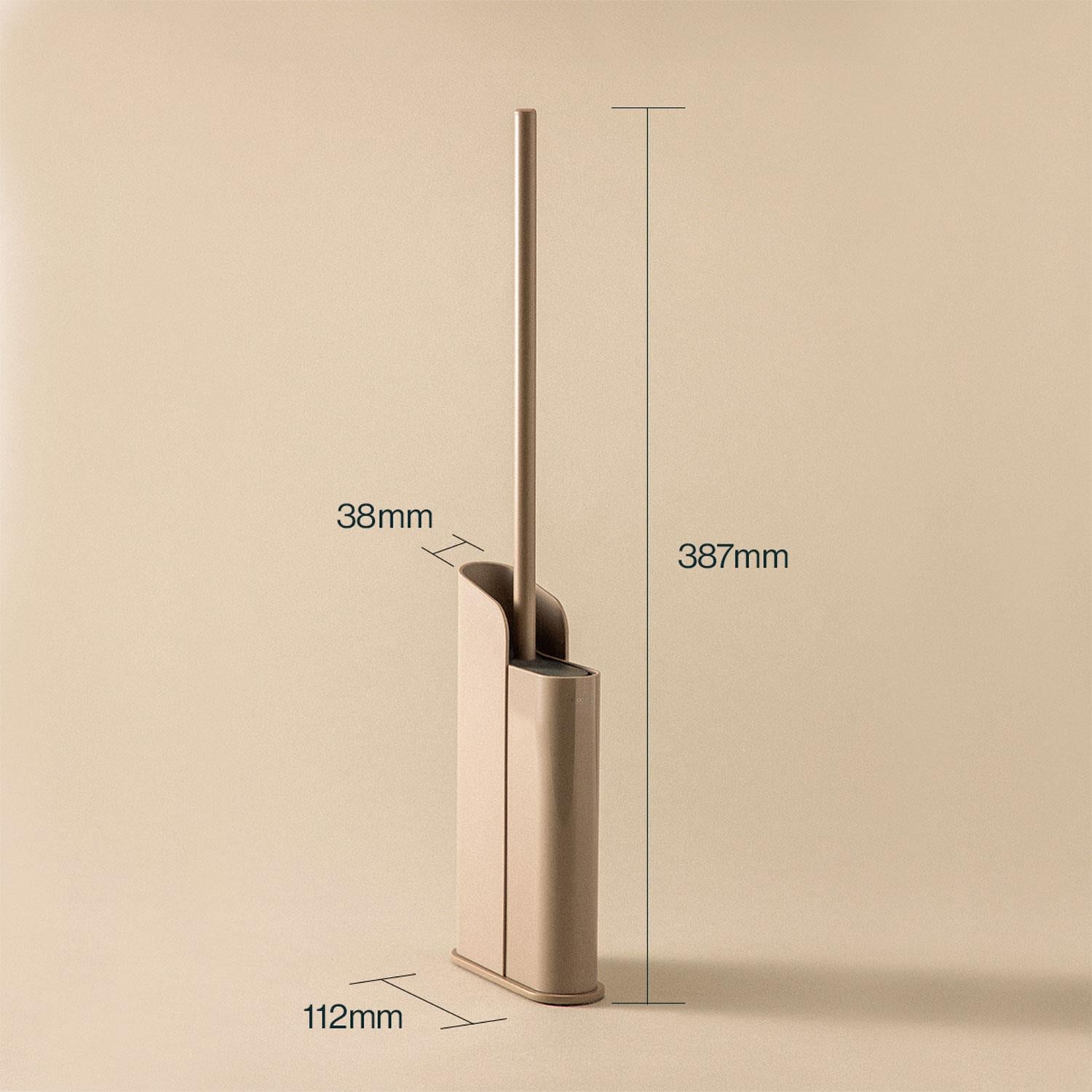 Silicone Toilet Brush, Floor Or Self-adhesive Slim Beige Flat Collection