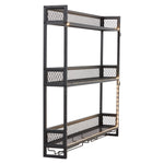 3-tier Wall-mounted Metal Wine Rack With Stemware Holders & Led Strip