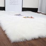 Rectangular Fluffy Shaggy Area Rug White Super Soft Plush Carpet For Bedroom | Small | White