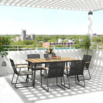 6 Seater Garden Dining Set With Cushions Rattan Backrest | Natural
