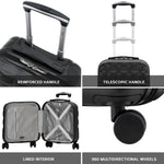 45x36x20cm Lightweight Underseat Cabin Carry On Suitcase - 100+ Airline Approved - Hard Shell Luggage - 4 Wheels - Bubble Design | Cabin | Black