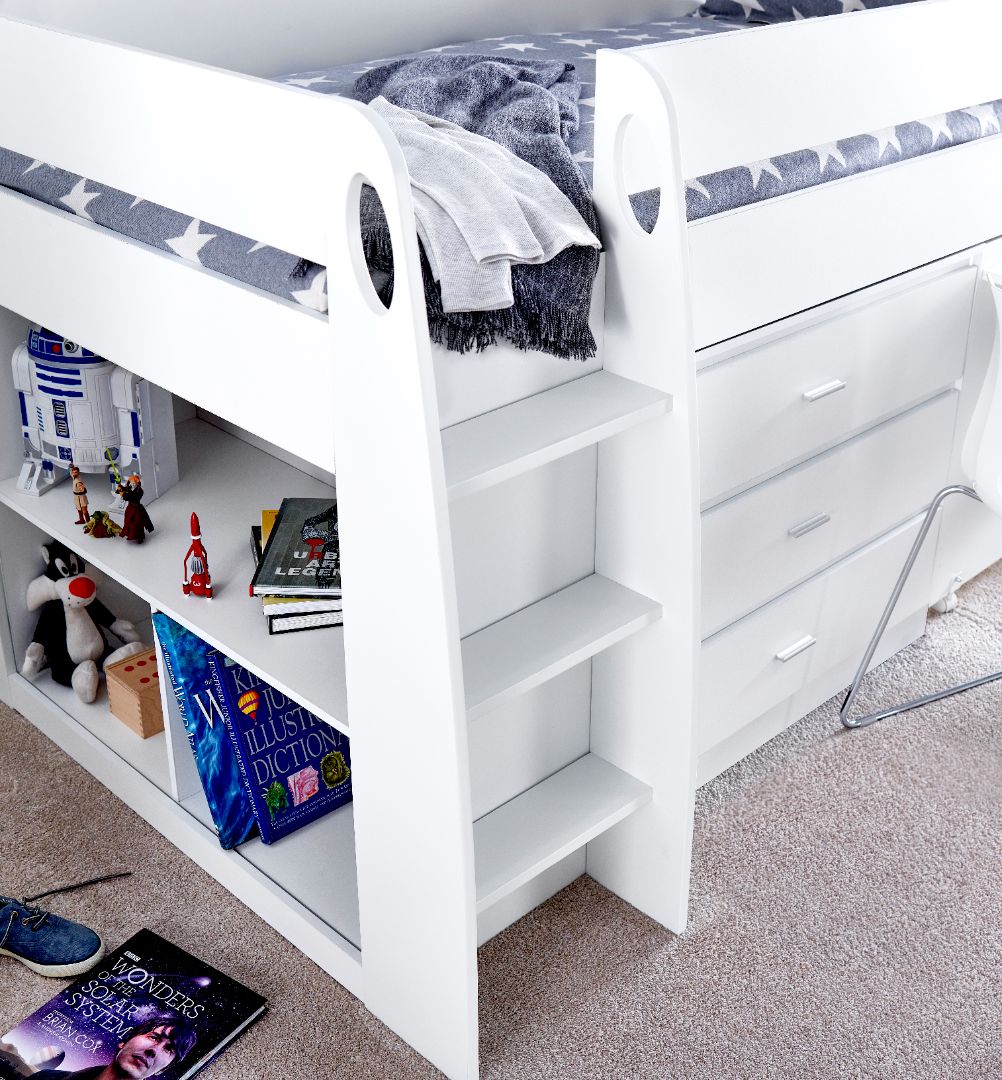 Ersa Mid Sleeper Bed With Desk | Single | White