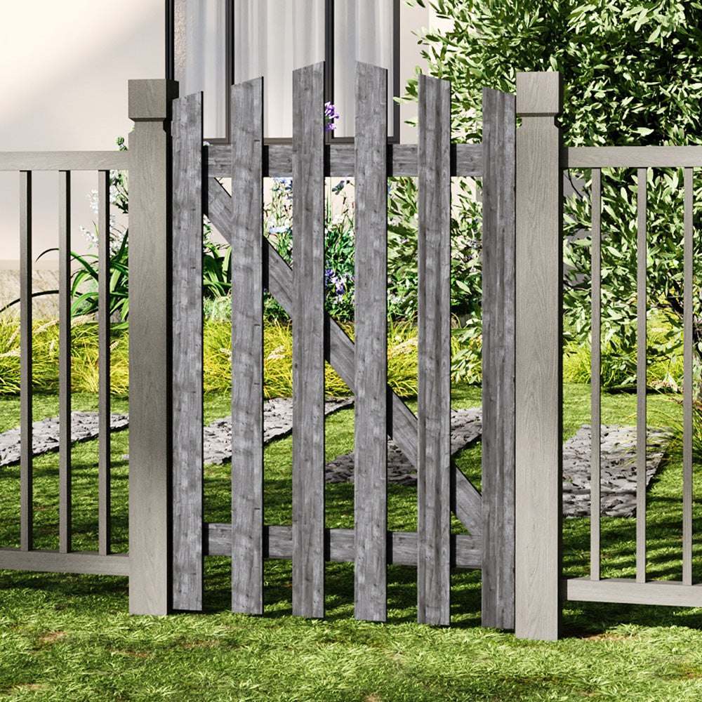 Rustic Wooden Garden Gate With Arched Top Weathered Gray Finish | Small | Grey