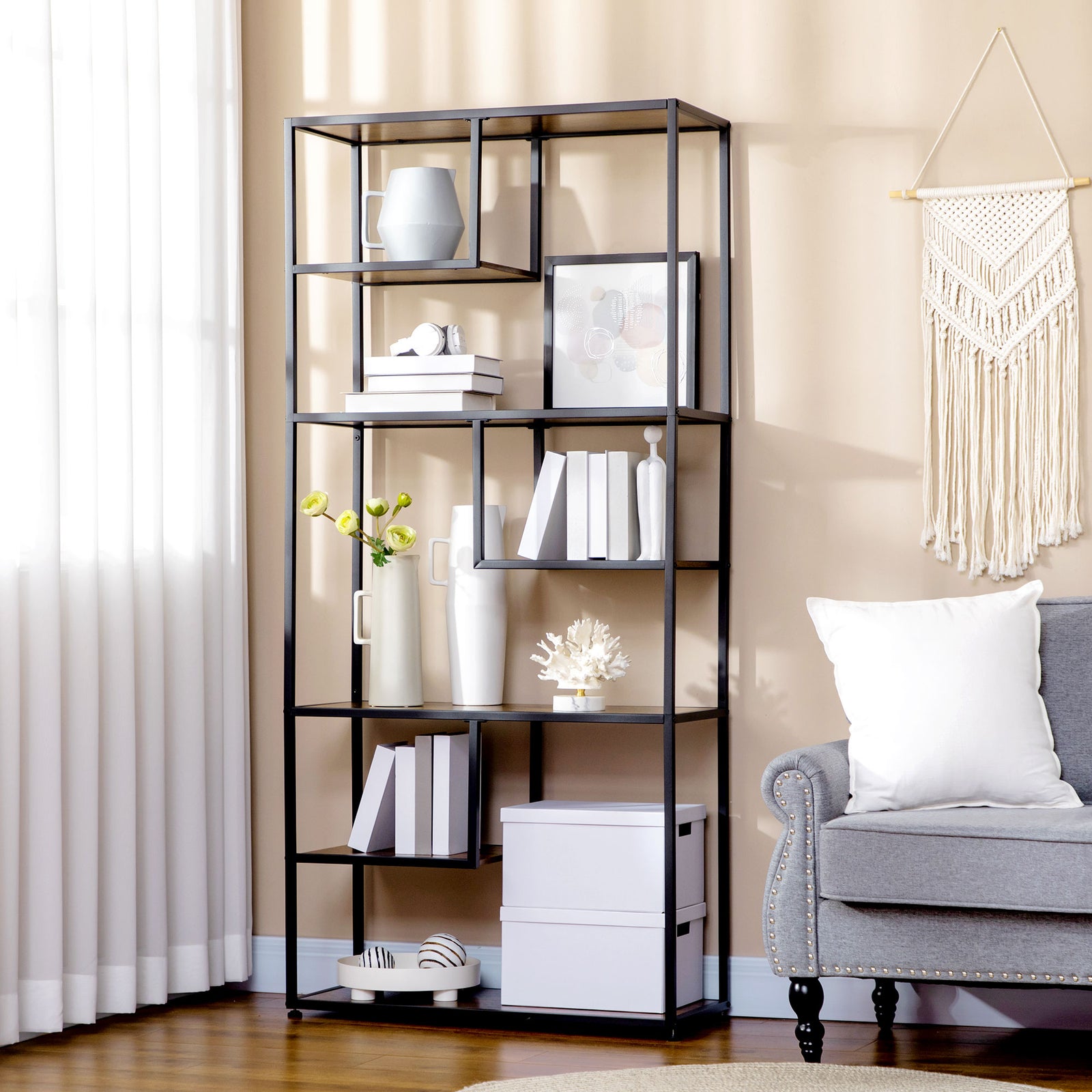 7 Tier Storage Shelves, Free Standing Book Shelf For Study
